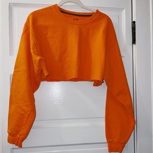 Cropped Orange Fruit of the Loom Crewneck Sweatshirt
